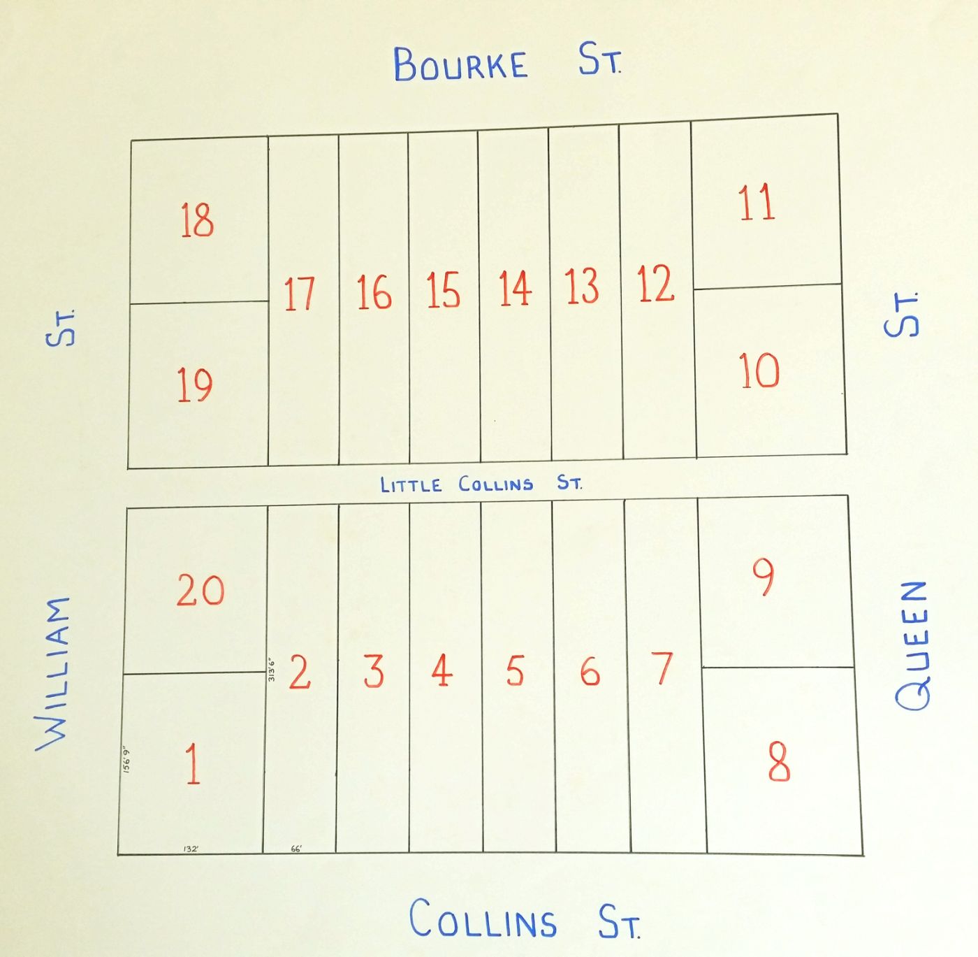 [Collins, Queen, Bourke, and William Streets]