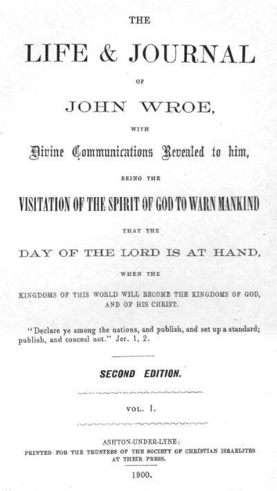 [Life and Journal of John Wroe - Title Page]